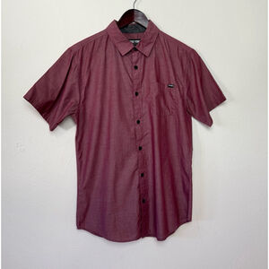 Zoo York Unbreakable Men’s Button Down Shirt Medium Maroon Short Sleeve Skater